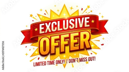 Exclusive offer banner with explosion effect and banner style text