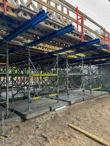 Bild auf Leinwand Temporary Falsework Under Concrete Bridge Deck