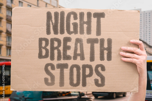 Slika na platnu "Night breath stops" Airway obstruction interrupts sleep respiration