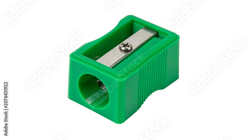 Εκτύπωση καμβά Small green plastic pencil sharpener stationery tool isolated on a transparent b