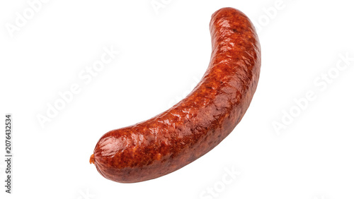 Bild auf Leinwand Single grilled pork sausage hot dog ingredient isolated on a transparent backgro