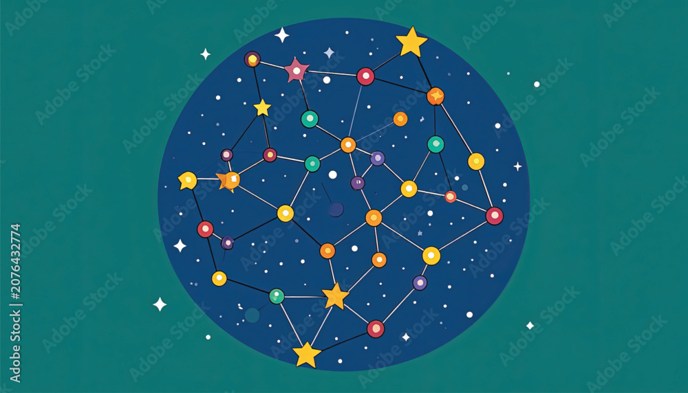 Fototapeta premium Star Constellation Night Sky Map Illustration.