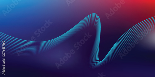 Fotografie Blue purple red gradient mesh abstract background with wavy blended lines nice f