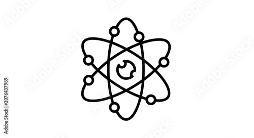 Tableau sur toile Simple atom model with electrons and central nucleus