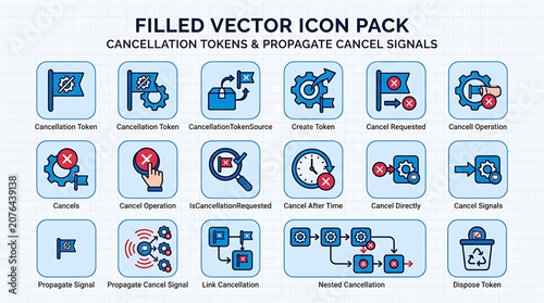 Cancellation icons and signals depicted in a digital illustration collection