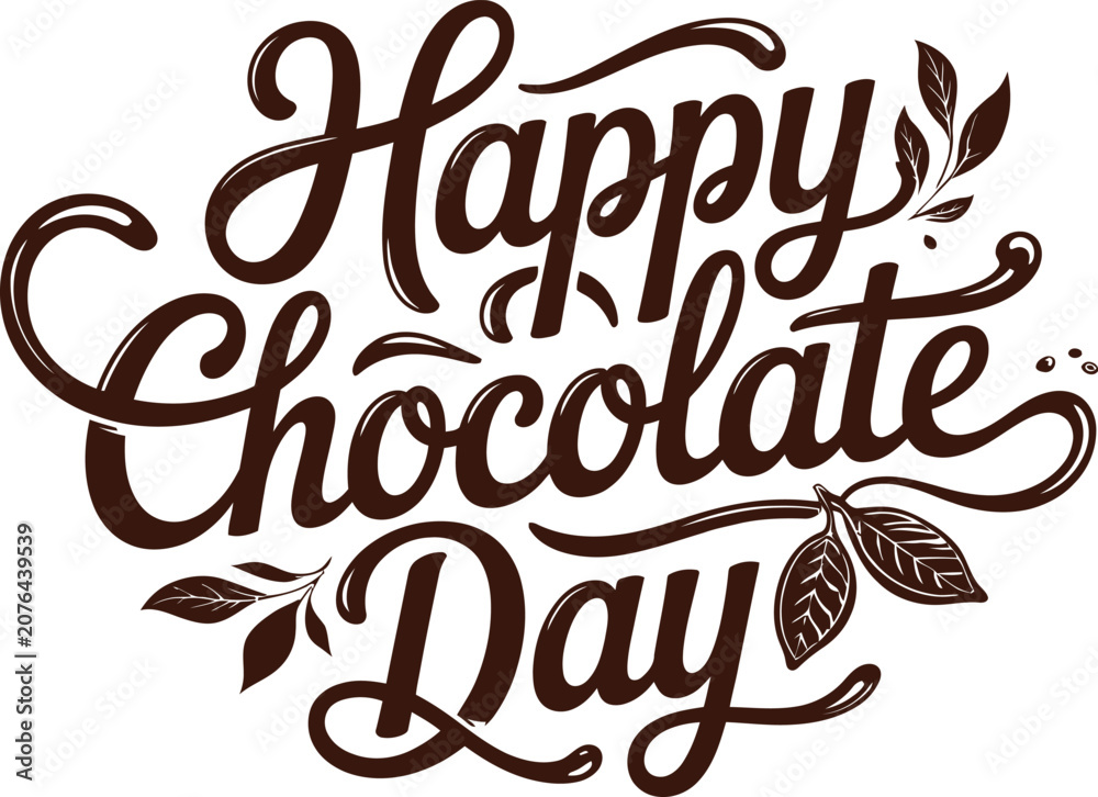 Fototapeta premium World Chocolate Day Celebration Banner with Rich Dripping Chocolate Border, Premium Chocolate Bars, Cocoa Beans, Elegant HandLettered Typography on Creamy Background, Sweet Dessert Vector Illustration