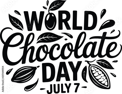 World Chocolate Day Celebration Banner with Rich Dripping Chocolate Border, Premium Chocolate Bars, Cocoa Beans, Elegant HandLettered Typography on Creamy Background, Sweet Dessert Vector Illustration