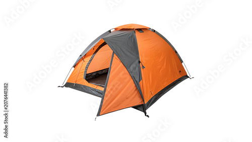 Photos Modern orange outdoor camping tent dome isolated on a transparent background lei