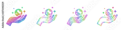 Konstfotografi Multicolor sketch mana control icon design set