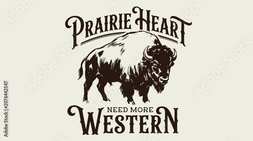 Bild auf Leinwand Prairie heart bison illustration