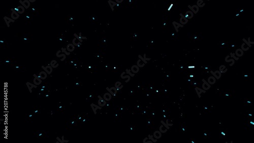 Abstract Digital Light Particles: A dark, cosmic expanse filled with countless tiny, glowing digital light particles, creating a sense of infinite space and futuristic technology.