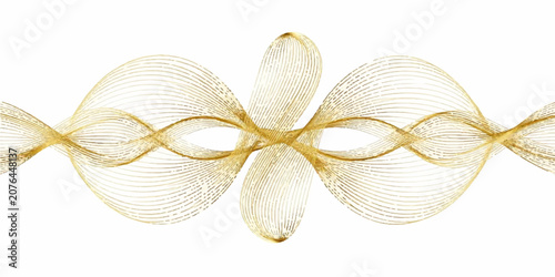 Cuadro en lienzo Golden ribbon bow isolated on white background for Christmas gift decoration, ho