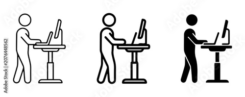 Standing Desk Icons, Ergonomic Workstation, Adjustable Height Desk, Office Health, Computer Setup