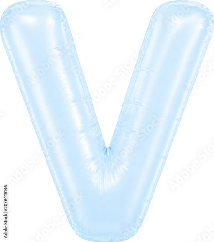 3D Light Blue Foil Balloon Alphabet Letters Set Isolated on Transparent Background