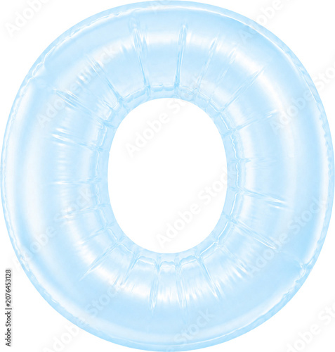3D Light Blue Foil Balloon Alphabet Letters Set Isolated on Transparent Background