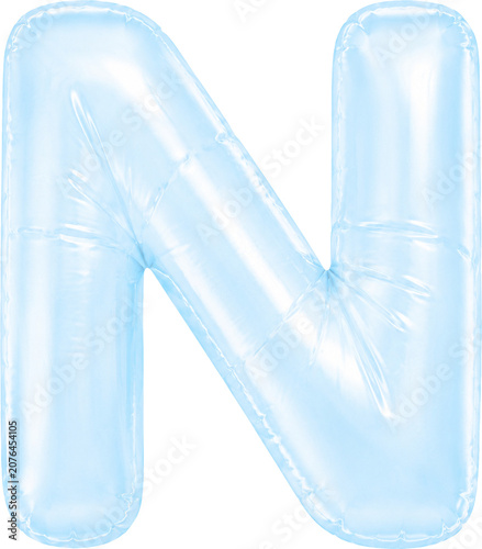 3D Light Blue Foil Balloon Alphabet Letters Set Isolated on Transparent Background
