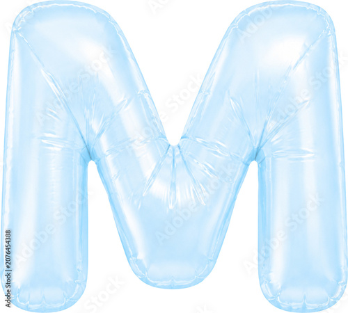 3D Light Blue Foil Balloon Alphabet Letters Set Isolated on Transparent Background