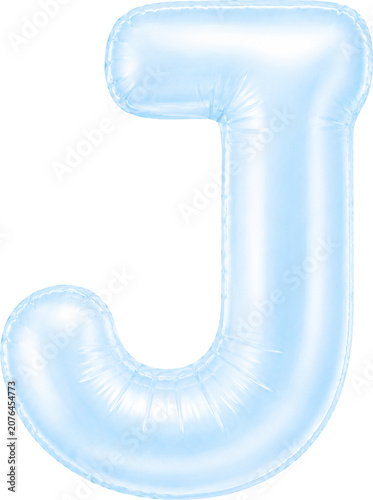 3D Light Blue Foil Balloon Alphabet Letters Set Isolated on Transparent Background