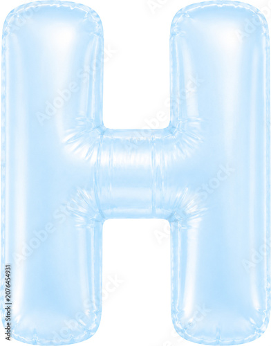 3D Light Blue Foil Balloon Alphabet Letters Set Isolated on Transparent Background