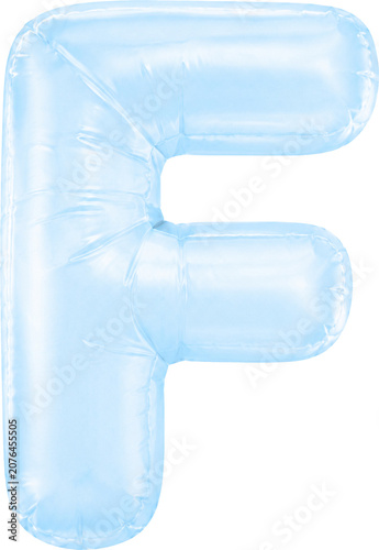 3D Light Blue Foil Balloon Alphabet Letters Set Isolated on Transparent Background