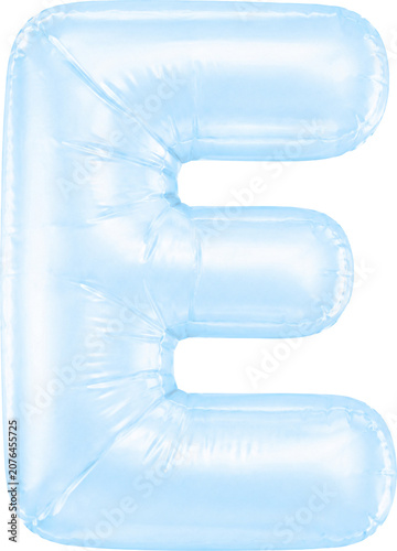 3D Light Blue Foil Balloon Alphabet Letters Set Isolated on Transparent Background