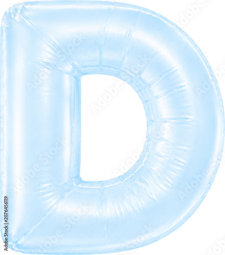 3D Light Blue Foil Balloon Alphabet Letters Set Isolated on Transparent Background