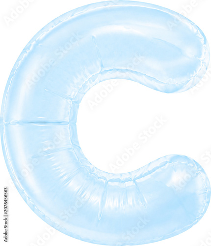 3D Light Blue Foil Balloon Alphabet Letters Set Isolated on Transparent Background