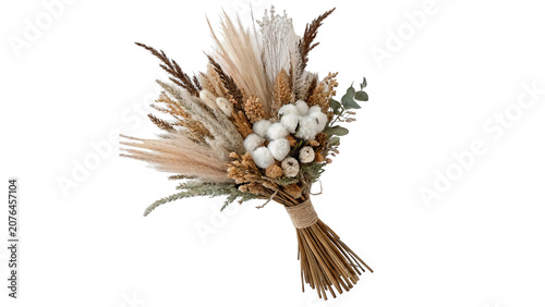 Photos Small beautiful bouquet of dry field flowers grass isolated on a transparent bac