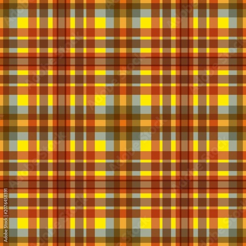 Warm Yellow and Brown Plaid Seamless Pattern for Cozy Autumn Textile
