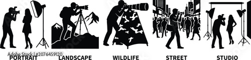 Photography Silhouette Set Featuring Portrait Landscape Wildlife Street and Studio Shoots