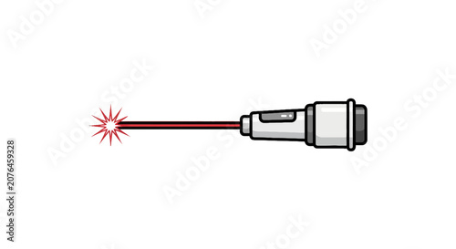 Fotografía Handheld laser device emitting a red concentrated light beam