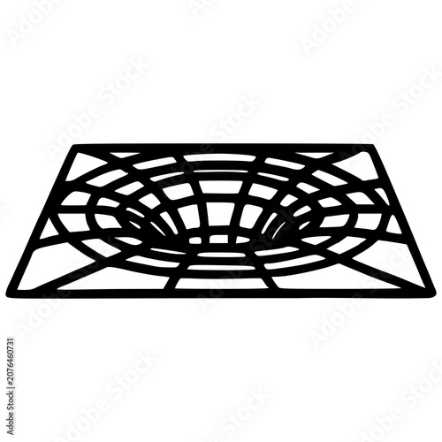 minimalist wormhole grid distortion bold line art illustration