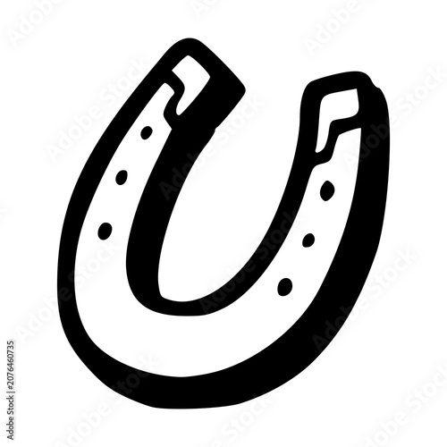 black and white classic good luck charm outline doodle