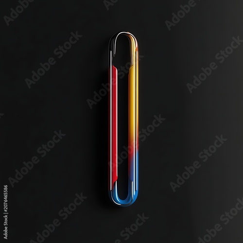 Sleek, transparent capsule with vibrant, multicolored liquid inside, against a dark background