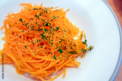 Fresh Carrot Salad Served on a Plate