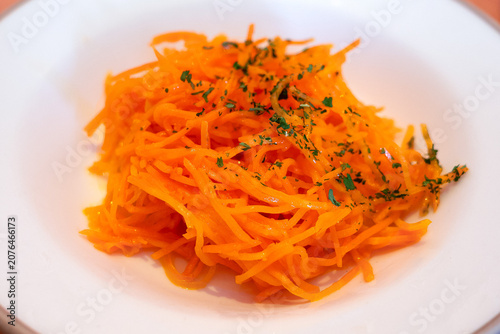 Fresh Carrot Salad Served on a Plate