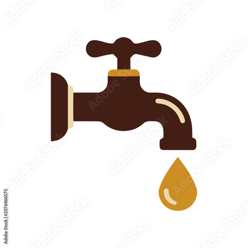 Obraz na plátně Brown faucet with single water drop.