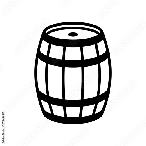 Black and white wooden wine barrel.