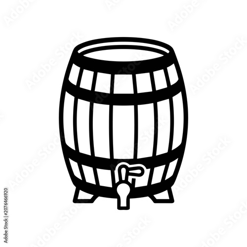 Wooden Barrel with Tap Front View.