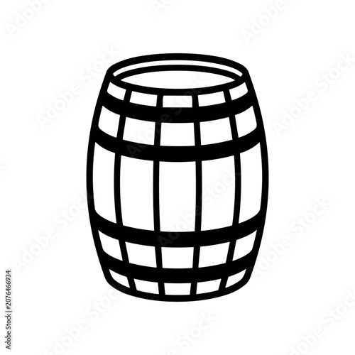 Black and white wine barrel icon.