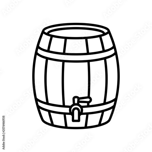 Wooden Barrel with Tap Front View.