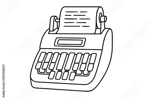 Foto A detailed black and white line art vector icon illustration of a professional court recorder stenotype machine used by stenographers for legal transcription and capturing spoken testimony