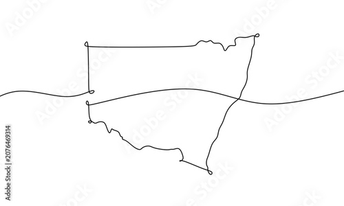 New South Wales State Map, Australia. One Line Art. Minimal Continuous Line Outline Illustration