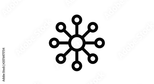Vector illustration of network connection icon, hub network, radial structure, vector illustration on a transparent background