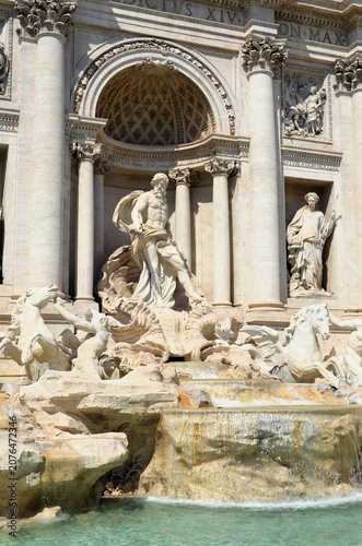 Rome, Italy 09.09.2020: Trevi Fountain in Rome, Italy. One of the most famous landmarks