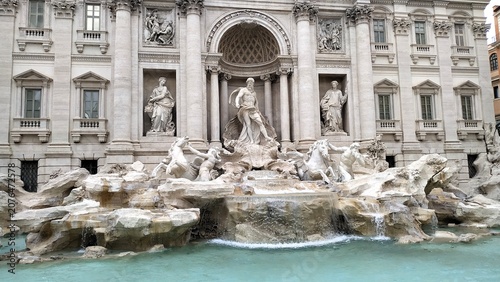 Rome, Italy 09.02.2020: Front views of the Trevi fountain