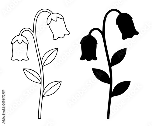 Fotografía Minimalist plant icon, illustration of Indian pipe (Monotropa uniflora) in outli