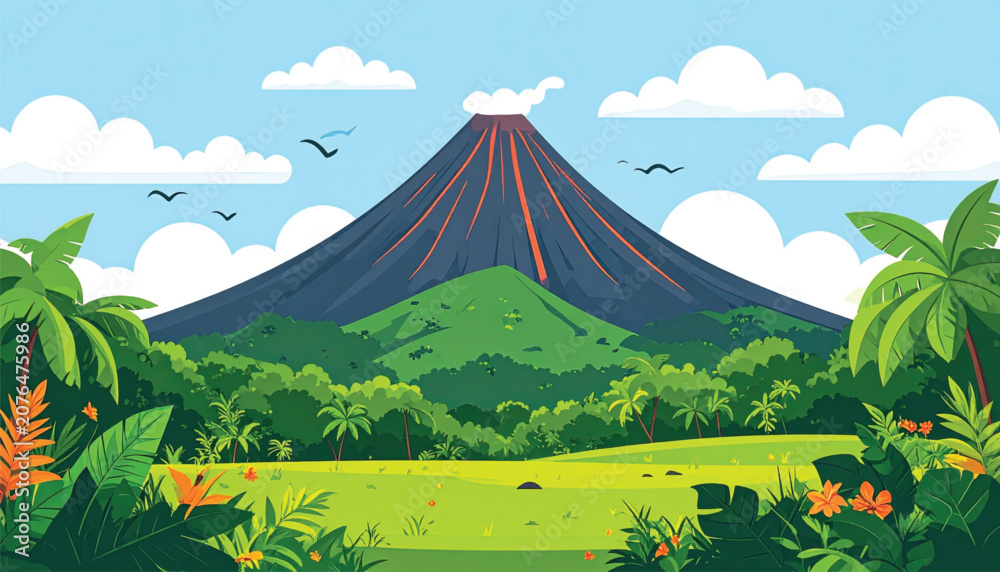 Fototapeta premium Volcano Mountain Landscape Nature Scene.