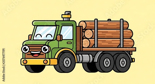 Colorful vintage pickup truck illustration vector.