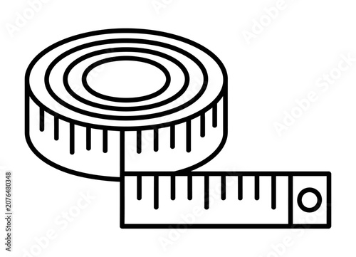 Mechanical nut and bolt with measuring tape on white background
